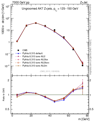 Plot of j.m in 7000 GeV pp collisions