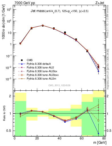 Plot of j.m in 7000 GeV pp collisions